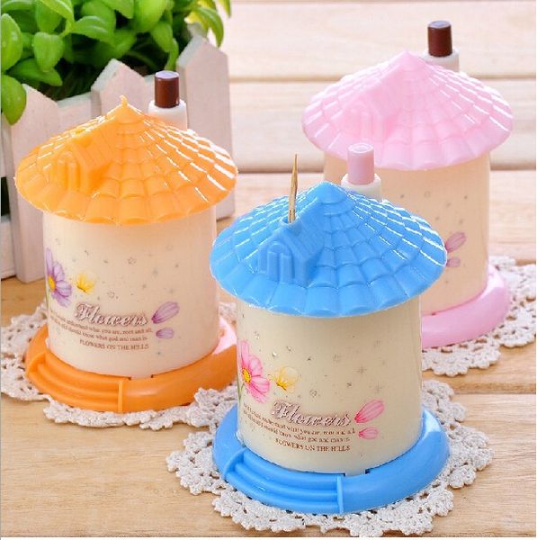 

wholesale- 2017 new 3 colors automatic toothpick holder pocket fashion small portable house shaped creative toothpick box k6270