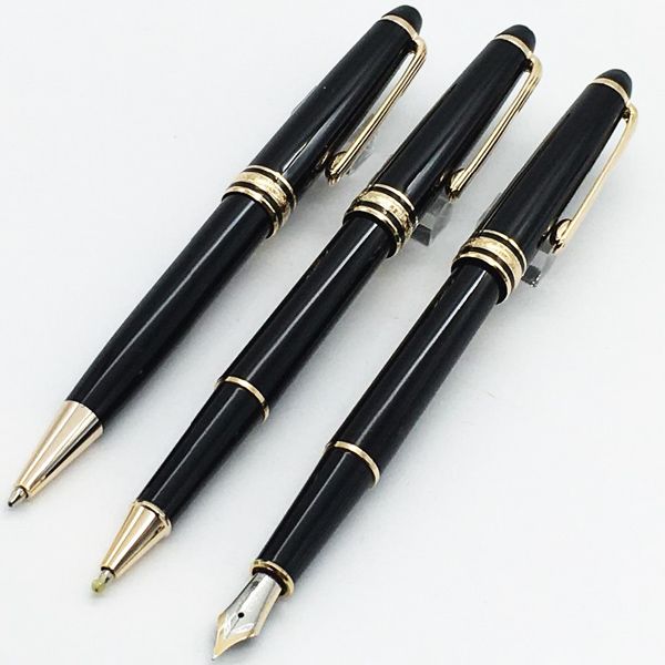 

luxury black resin and metal classique #163 fountain pen with 4810 middle size 14k nib meister-stuck 0.7mm rollerball pen /ballpo
