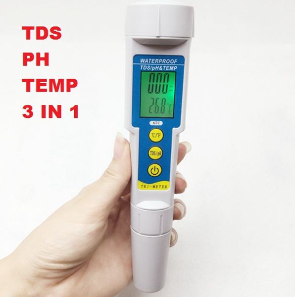 

wholesale- 3 in1 function tds ph meter temperature tester pen conductivity water quality measurement tool tds&ph tester
