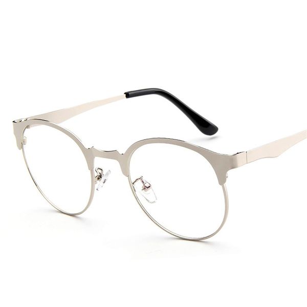 

wholesale- eyeglass frame eyewear of spectacles frame for male grade glasses is round and semi-rimless kly2979, Silver