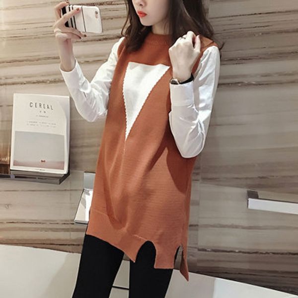 

fertilizer plus-size women's fat mm sweater female 200 jins fat younger sister in the spring and autumn outfit knitting false two-piece, White;black