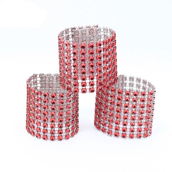 

wholesale- 50pcs/lot plastic rhinestone wrap red napkin ring napkin buckle l wedding supplies european style home chair decoration