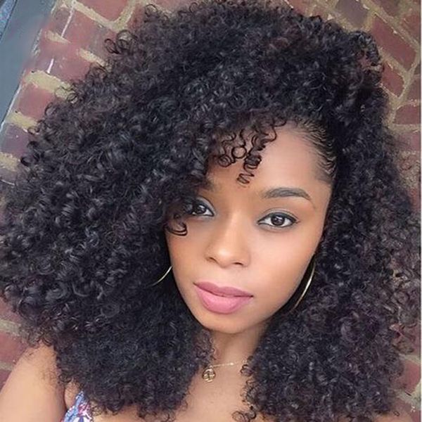 Novos que chegam curly perucas excêntricas para as mulheres negras Simulação Cabelo Humano afro peruca completa barato o transporte livre de boa qualidade em estoque