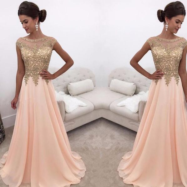 

elegant gold lace appliques prom dresses 2017 a-line chiffon floor length long evening party dresses robe de soiree, Black;red