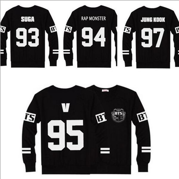 

wholesale- bts suga / jimin /jin/ v / jungkook /j-hope / rap monster baseball t shirt jersey sweatshirts sweater clothes bts t-shirt, White