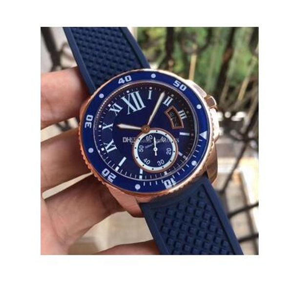 

2017 New Calibre Diver Blue Dial And Rubber Band Automatic Movement Men's Watch WGCA0010 18k Rose Gold Mens Wrist Watches