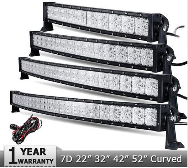 

factory price 7d 22inch 200w 32inch 300w 42inch 400w 52inch 500w cree chips curved led light bar offroad combo led work light truck 4x4 atv