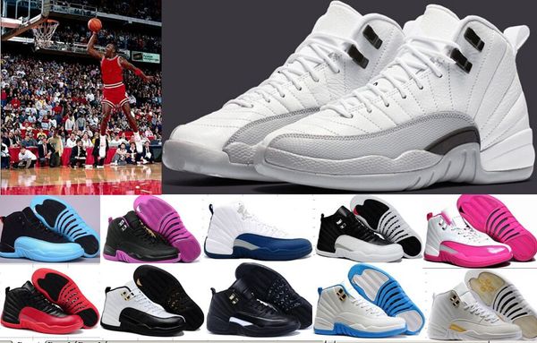 

Wholesale 12s Basketball Shoes Deep Loyal Blue 12s Black White OVO Gym Red Flu Game Shoes Women Men Trainers Athletics Shoes 36 - 47