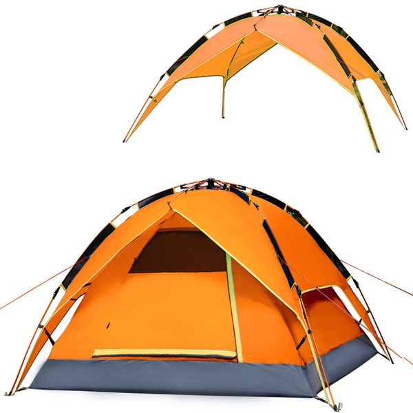 

wholesale- automatic quick opening outdoor camping tents 3-4 person waterproof double layer hiking tent strong aluminum alloy poles
