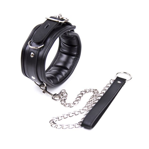 Bondage in pelle Restrizioni Gear Sex Collari per adulti Collare schiavo con guinzaglio a catena Sex Neck BDSM Sex Toys Per coppia Giochi per adulti