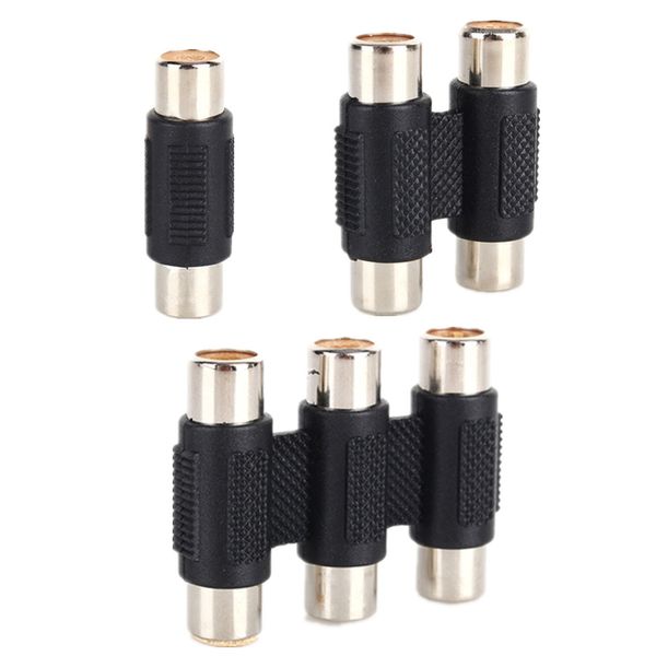 Freeshipping 100 pçs / lote RCA AV de Áudio e Vídeo Feminino Para Fêmea F / F Jack Conector do Adaptador de Acoplador Único / Duplo / Triplo adaptador