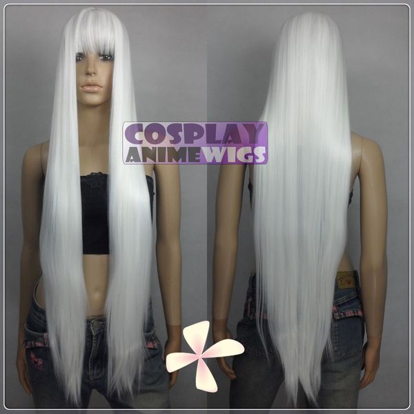 

100cm white heat styleable long cosplay wigs with bangs vl_101, Golden;white