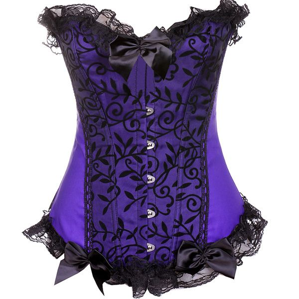 

lace gothic steampunk purple corset body lift shaper bustier bone lace up corselet strapless overbust slim corsets 0851, Black;white