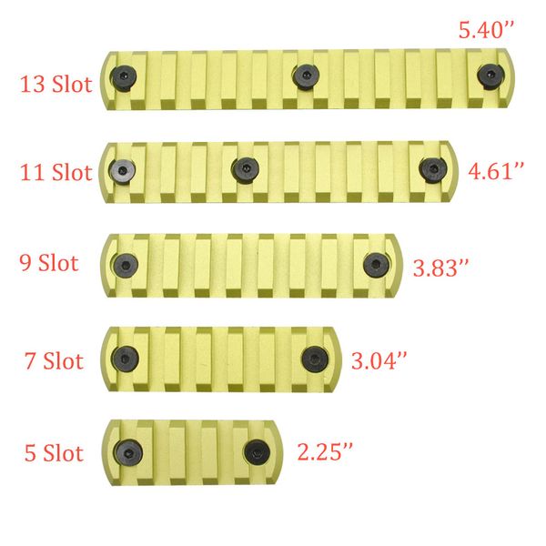 Aluminium Glas Grün eloxiert 5,7,9,11,13 Slots Picatinny/Weaver Schienenabschnitte für Key Mod Handguards System Kostenloser Versand