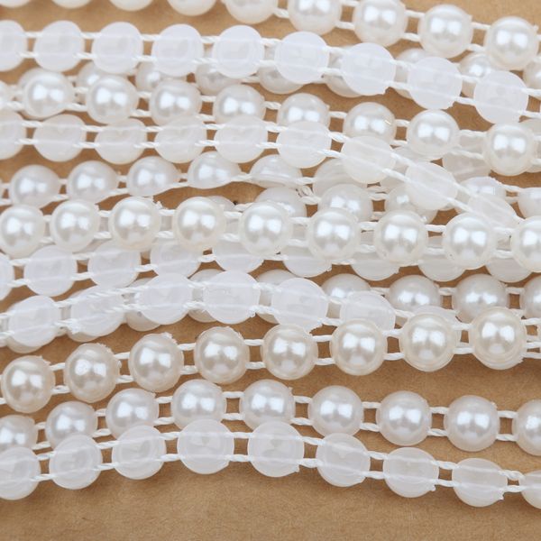 

phenovo 5m plastic pearl half round beads chain cotton line garland wedding decoration diy craft decor white, Silver