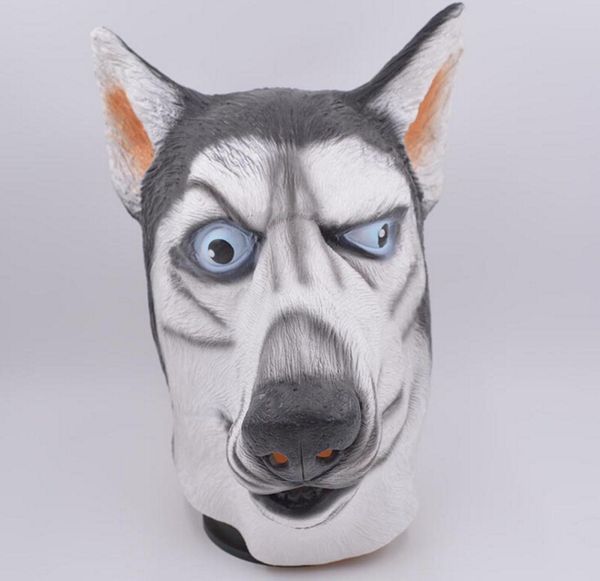 

husky head mask party halloween costume theater novelty latex horse mask many animal costume party tool mask, Silver