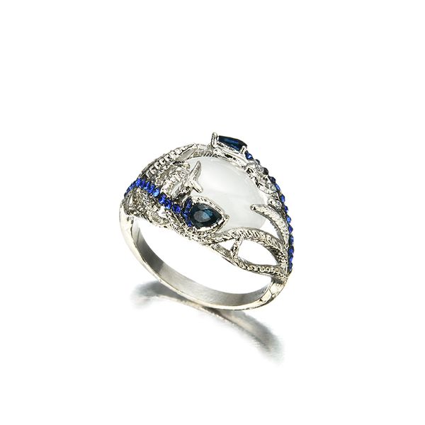 

women fashion jewelry huge moonstone wedding man engagement ring gift charm, Slivery;golden