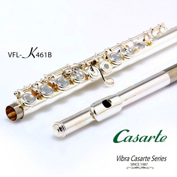 

vibra vfl-461b c tone 17 hole open flute silver plated professional instruments with case e key