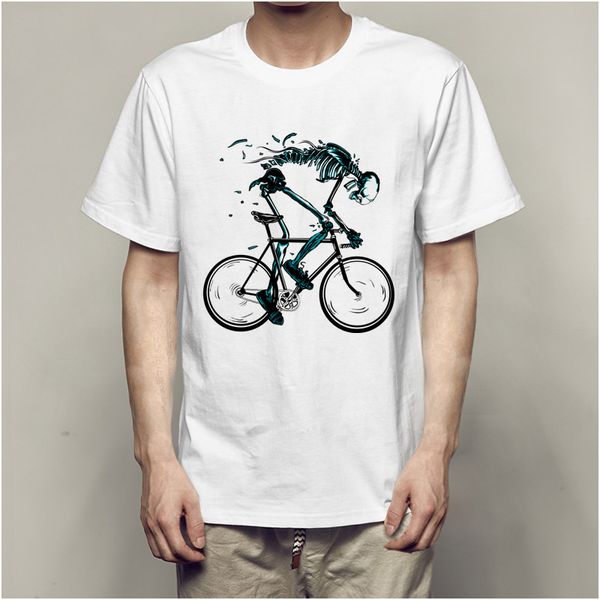 Desgastado Bikes T-shirt Dos Homens Engraçados Esqueleto de bicicleta Design de Manga Curta O-pescoço Tshirts Moda Estilo Sku'l'l Tops Tees