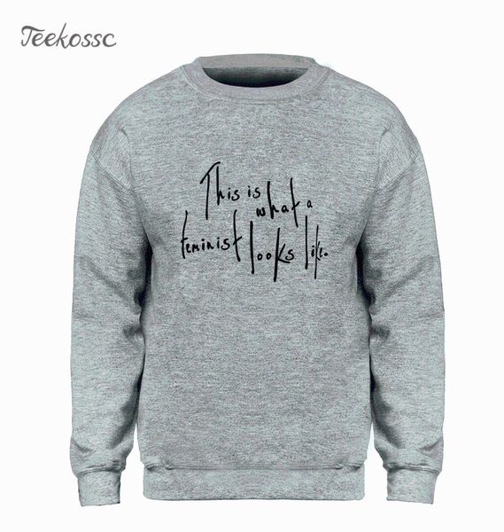 

this is what a feminist looks like sweatshirt men letters printed hoodie winter autumn fleece warm slim fit crewneck sweatshirts, Black