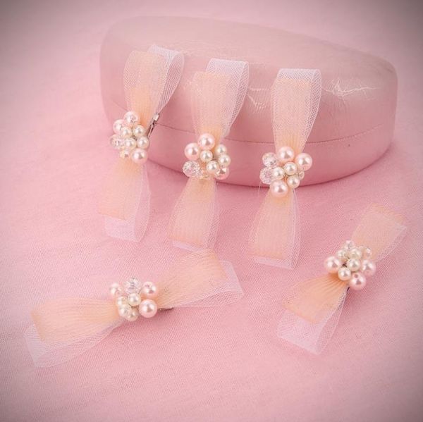 

pearl bow tie hairpin bridal crystal head white wedding dress accessories, Silver