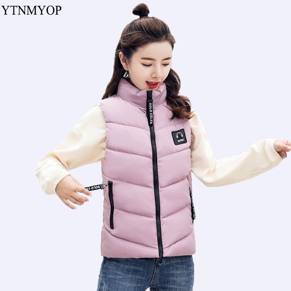 

ytnmyop 2018 women down cotton vest winter short waistcoat outerwear sleeveless thickening warm jacket coat plus size 4xl, Black;white
