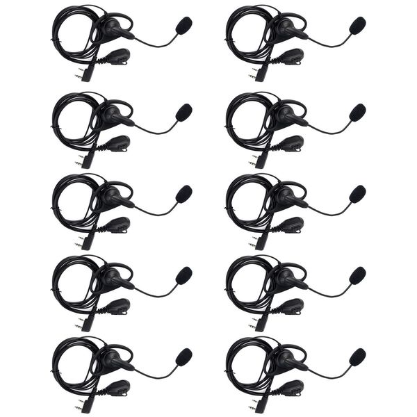 10X PTT Earpiece Headset w// boom Mic for Kenwood Baofeng Retevis Walkie Talkie