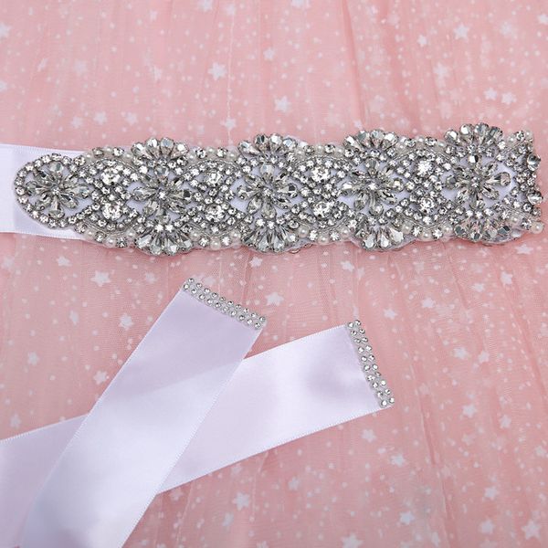 

blingbling wedding sashes long bridal sashes belts 4*260cm bridal belts wedding accessoris with crystal pearls, White
