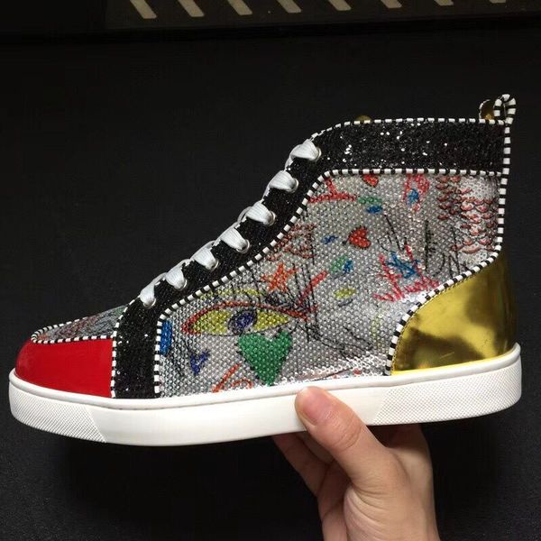 

graffiti sneakers walking men's red flats shoes flat trainers france rantus orlato for bottom fashion party men men wedding print dress, Black