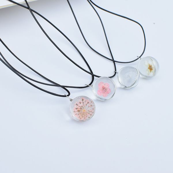 Acheter Naturel Vrai Rouge Décoratif Fleurs Séchées Collier Pendentif Fleurs De Cerisier Sèches Fleurs Plantes Bijoux Collier De Verre De 081 Du