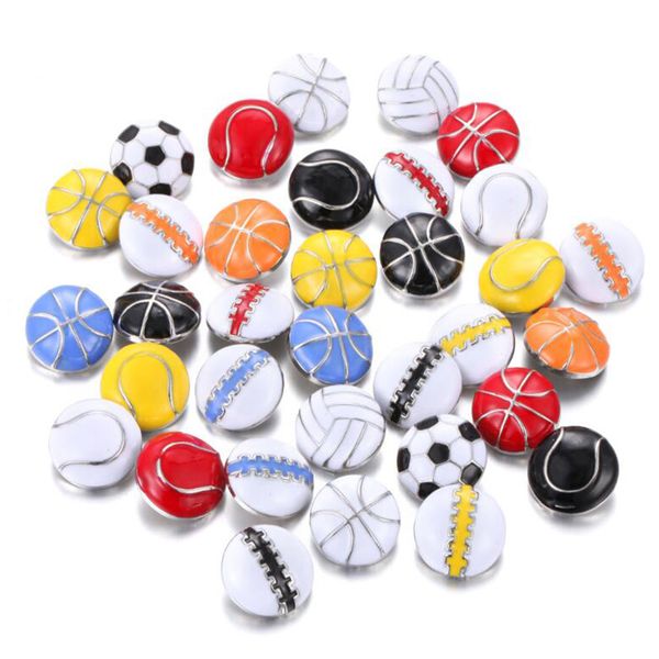 

10pcs new sports snap jewelry 18mm snap buttons jewelry accessories fit snap bracelet bangles volleyball football jewelry, Bronze;silver