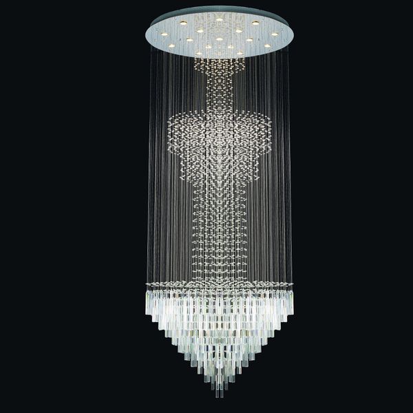 

New crystal chandelier stairs chrome transparent crystal lamp hotel lobby lights