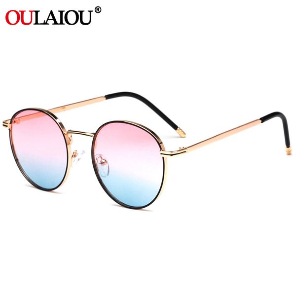 

oulaiou vintage women men sunglasses brand designer luxury colour round men's sun glasses male eyeglasses mirror oculos uv400, White;black