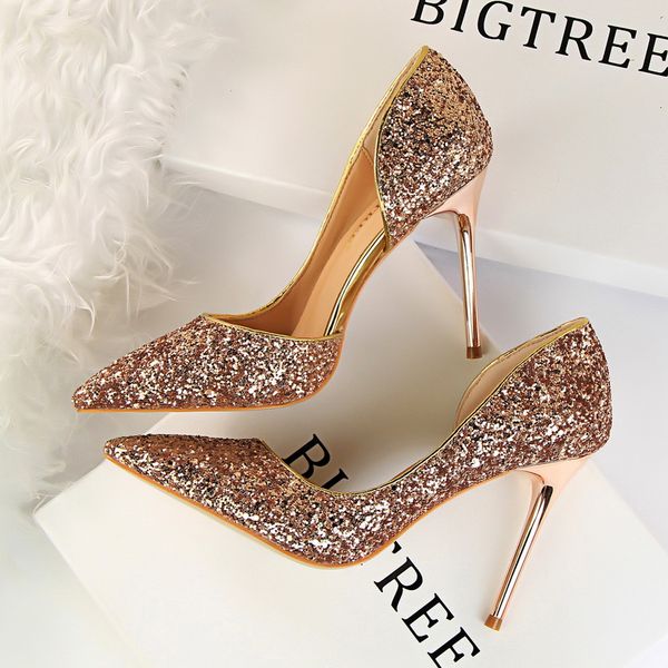 BIGTREE Women Shoes High Heels Fashion Sequins Multicolor BIGTREE frauen thin high heel pumps faux perle perle metall