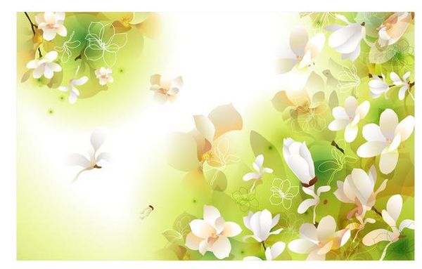 Carta da parati fotografica personalizzata 3D Stereo Fantasia originale fiore inchiostro verde fiore bianco sfondo muro TV sfondo murale carta da parati