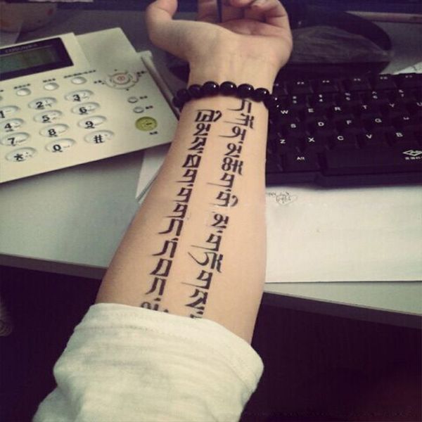 1 Sheet Sanskrit Temporary Tattoo Sticker Arm Semi Permanent Makeup Tatoo Stickers Secret Letters Diy Tatto Beauty Gift New Fake