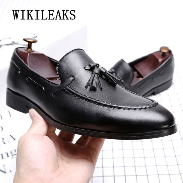 

italian oxford shoes for men formal mens dress shoes leather black party wedding men tassels flats loafers