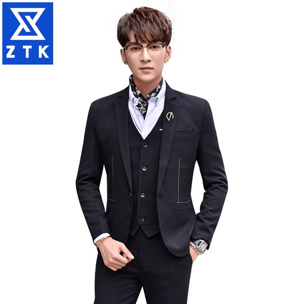 

leisure business suit three-piece set korean version of the slim young man handsome wedding groom banquet dress male, White;black
