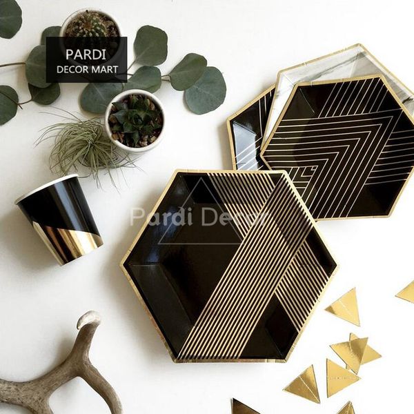 

northern europe light luxury black gold western dinner plate, banquet, party tableware pgraphy props