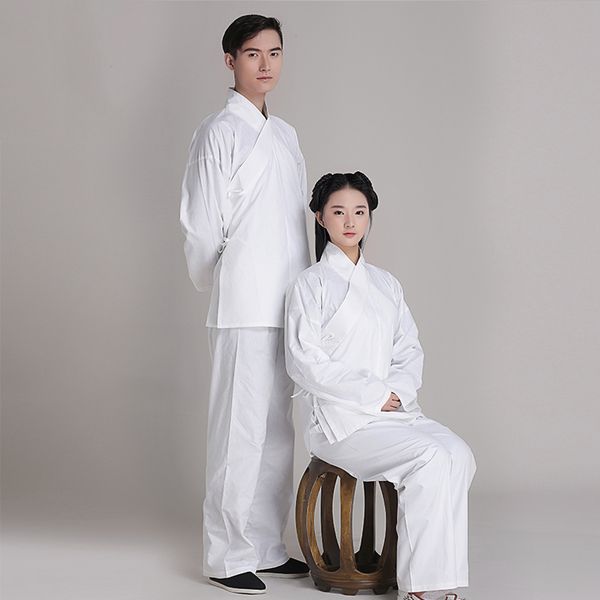 

back to han tang dynasties chinese ancient daily life pajamas clothing jacket + pants original brand cotton hanfu meditation suits, Red