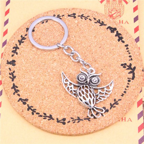 Pingente de Owl Pingente de Chaves de Chaves Diy Men Jewelry Car Chain Ring Holder Setentir para presente