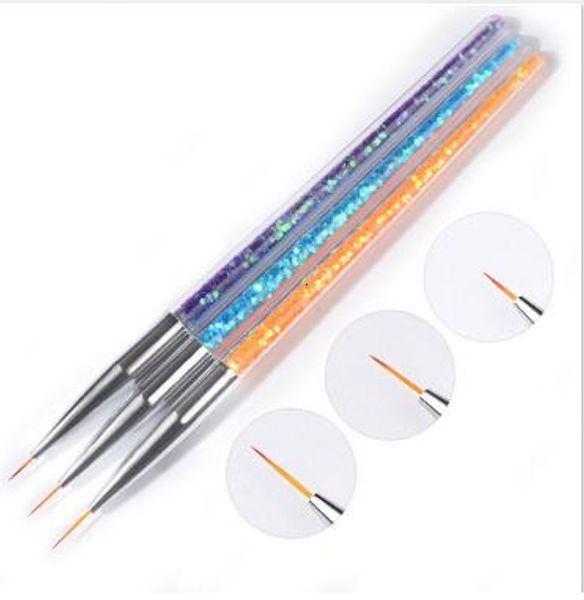 

professional nail handle liner brush hand draw kit tips drawing line painting tools manicure nail art decoration 3 pcs/ set