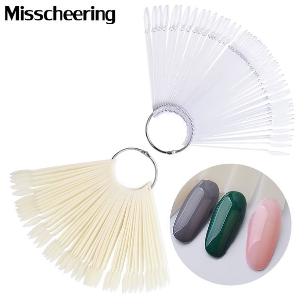

50pcs/set false nail tips fan shape full card round painting nail art display practice uv gel polish accessories manicure tools, Red;gold