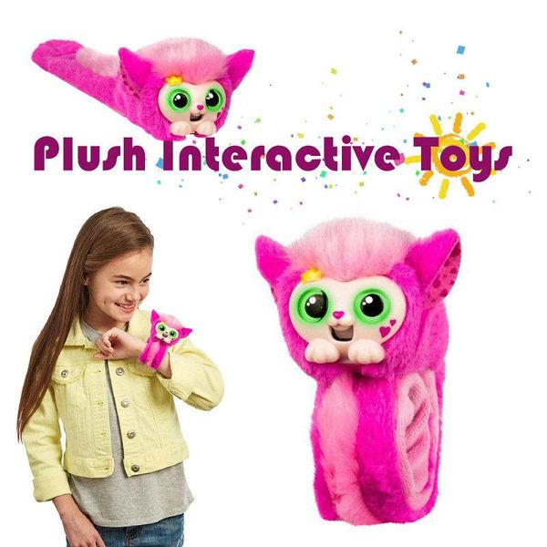 

001 pom sies patches plush interactive pinky toys with brush tickle cuddle dance eyes color changing lovable wearable kids christmas gifts