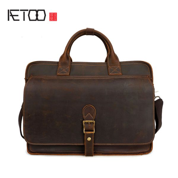 

aetoo men's handbag headband cowhide casual briefcase crazy horse leather shoulder messenger bag