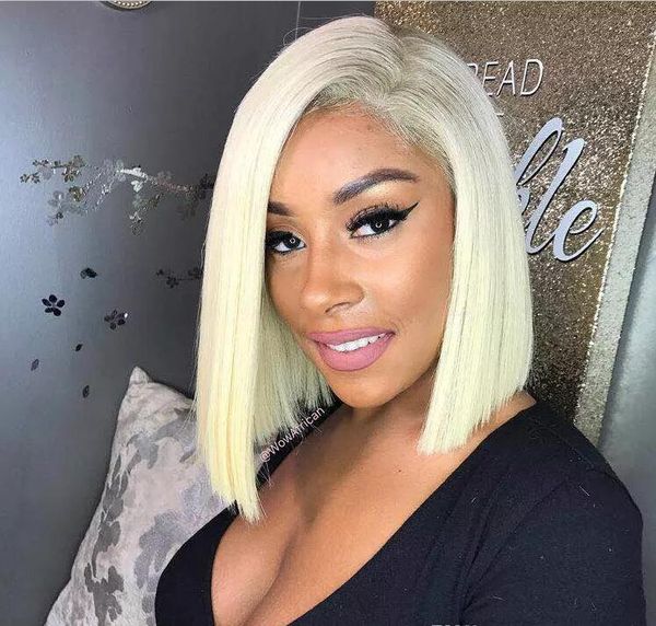 

613 blonde human hair bob wig lace front human hair wigs with baby hair short glueless full lace wigs for black women, Black;brown