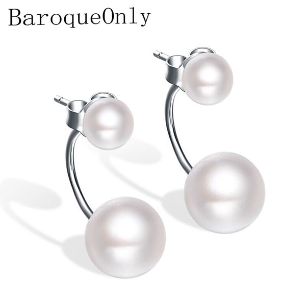 

baroqueonly double pearls earring jewelry natural freshwater pearl 925 sterling silver 2018 new arrival women gifts, Golden;silver