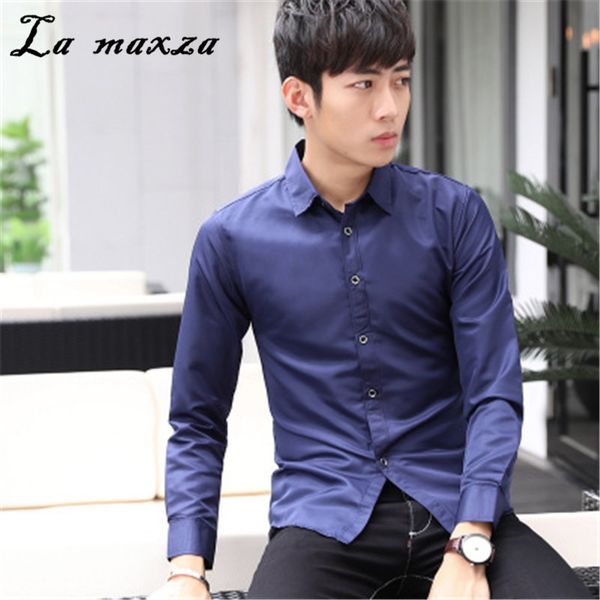 

spring new arrivals solid color men shirts long sleeve open stitch korean fashion style blusas regular fit, White;black