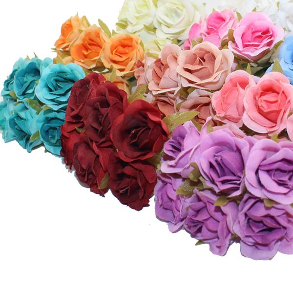 

3cm 60pcs/lot artificial flowers cloth rose heads diy beginning decorative wedding party wholesale handmade flowers