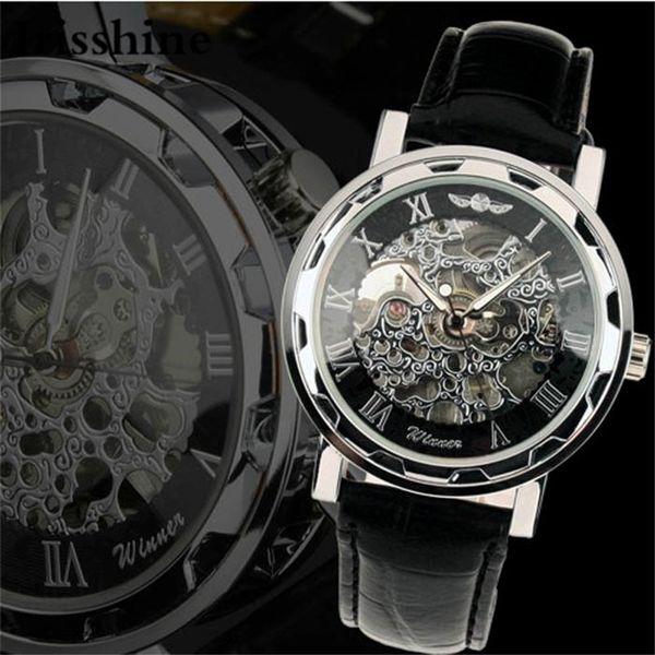 

Wholesale- Irisshine p70 Men watches Classic Men's Leather Dial Skeleton Mechanical Sport Army Wrist Watch